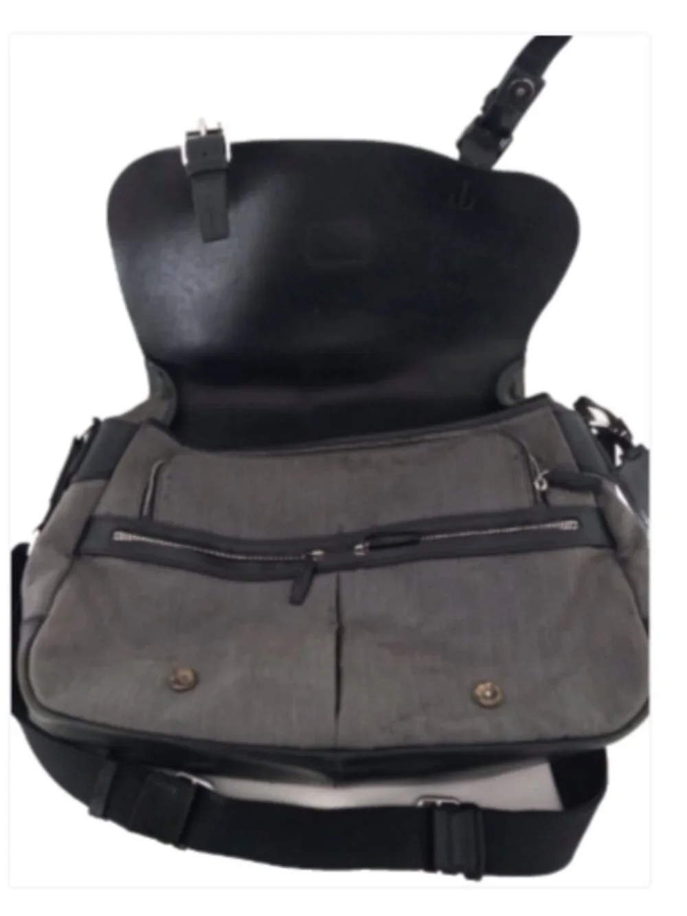 TUMI Townhouse Wilton Messenger Bag 24270D Black Leather Ballistic Nylon